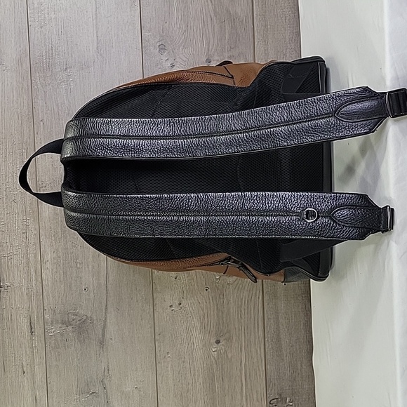 Men's Coach Brown/Black Pebble Leather Backpack F37802 - Picture 5 of 16